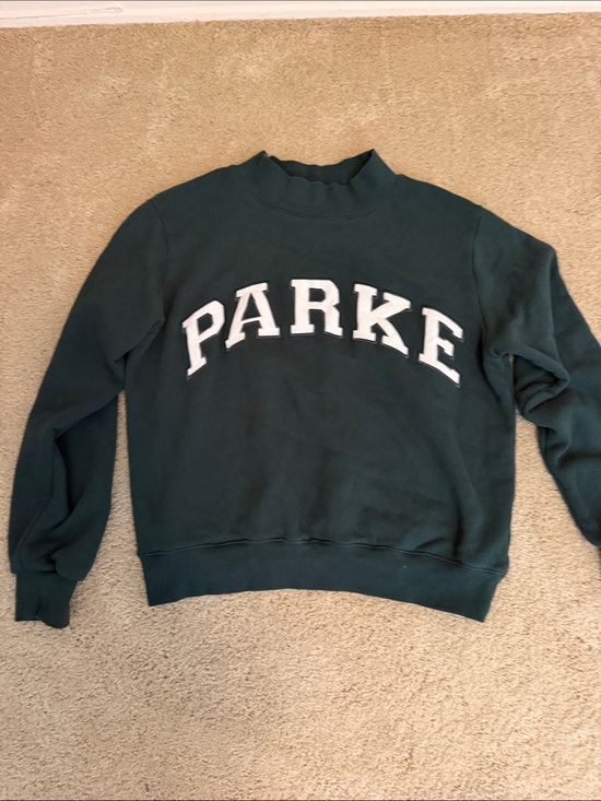 Parke Sweaters - Parke Forest Green Crewneck Sweatshirt with White Lettering